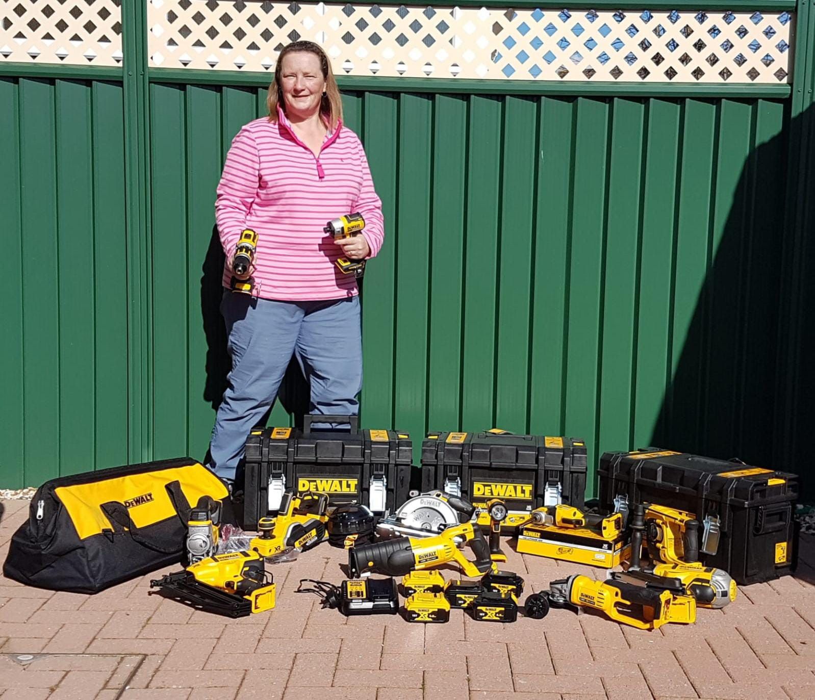 Winner Wendy de Bruin of a Dewalt 18V 12 Piece Power Tool Kit with 5 x 4.0AH Batteries - 9th Mar
