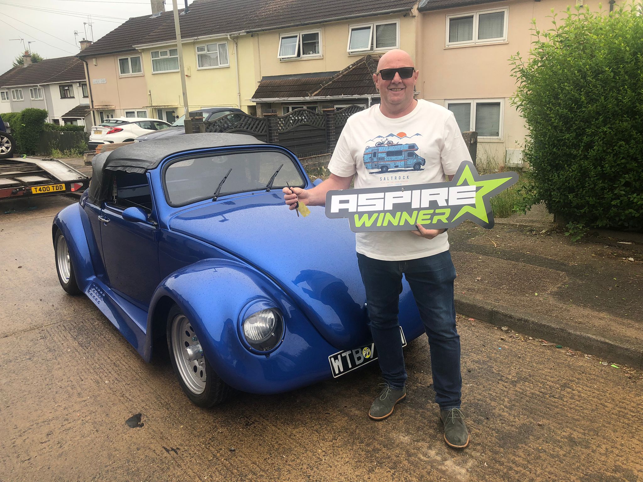 Winner Dean Norwood of a 1970 VW Wizard - Convertible - Stunning Blue Paintwork - with roof and outdoor breathable cover - 15th June