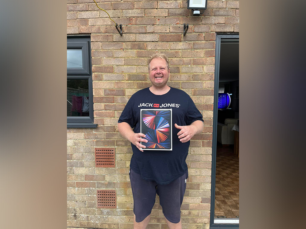Winner Matthew Gilson of a iPad Pro Space Grey 512GB with WiFi and Apple Pencil  - 11th May
