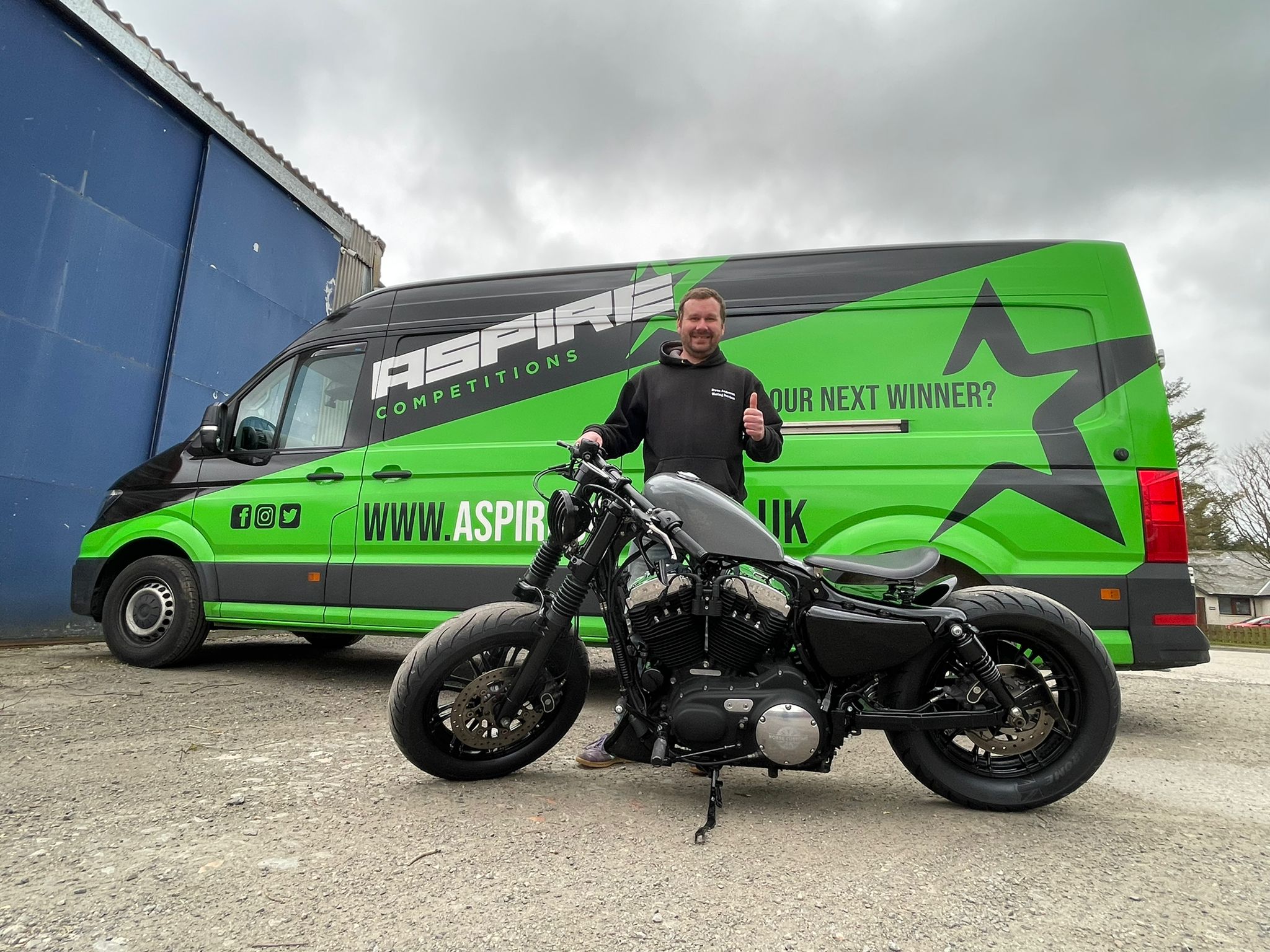 Winner Iain Cryle of a 2015 Harley Davidson Sportster 48 by Norse Customs - 20th April